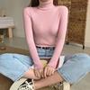 Women Sweater Turtleneck Long Sleeve Slim Fit Knitting Tops Solid Color Soft Elastic Fabric Bottom Tops Daily Wear