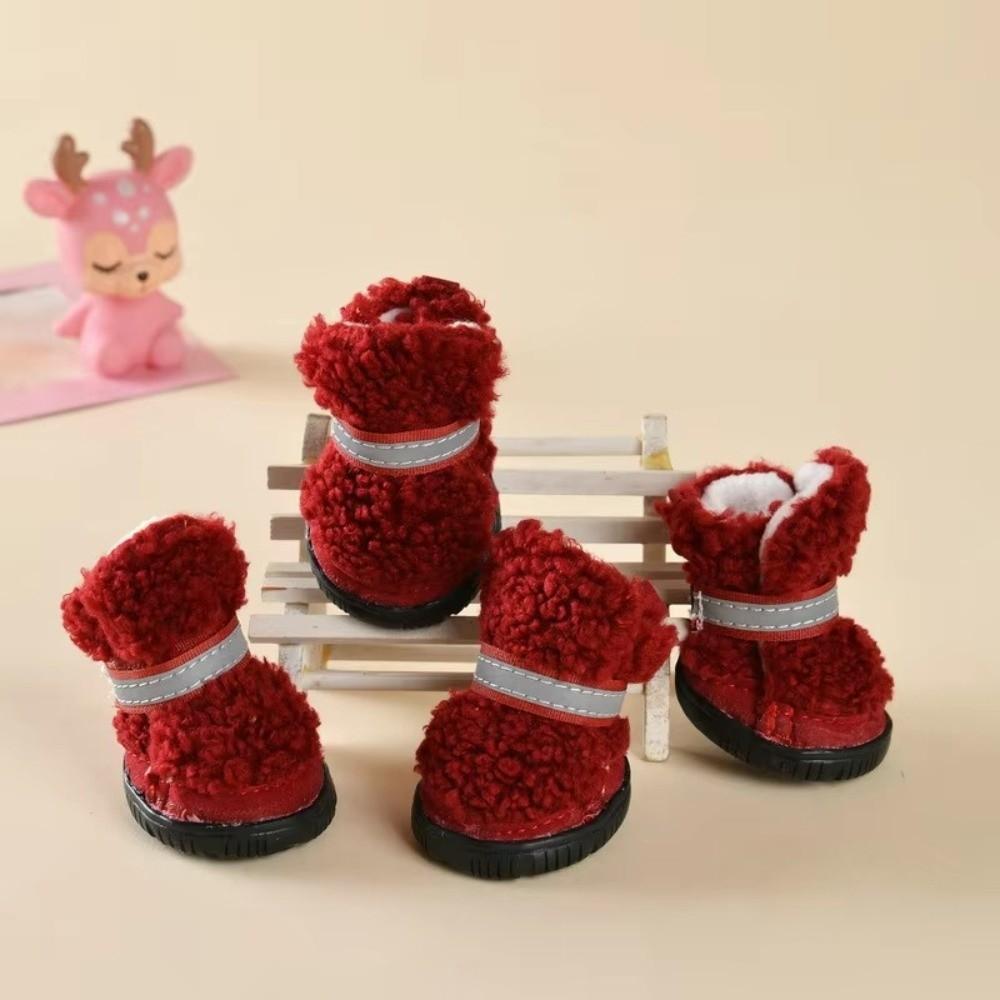 4Pcs Strong Grip Dog Shoes Anti-Scratch Warm Shoes Cozy Pet Shoes  Small Dog
