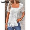 Summer Women's T-Shirt Holiday Elegant Lace Short Sleeve Top