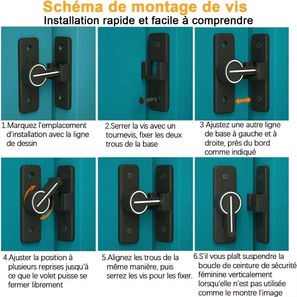 Светящийся дверной замок Цинковый сплав 90° Рокерный рычаг Крючковой замок Защелка для раздвижной двери Сверхпрочный болт для сарая/ворот для дверцы шкафа/окна