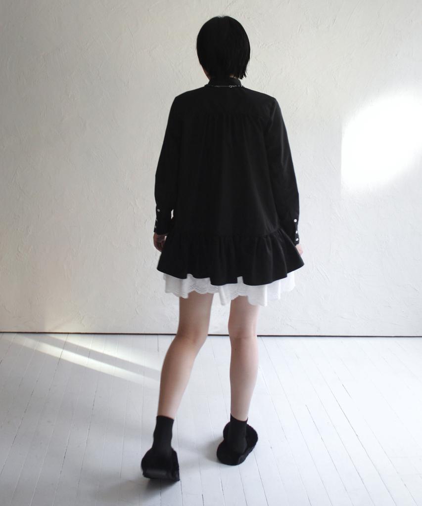 Rubati Ruffle Shirt Mini Dress_Black