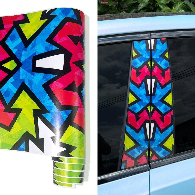 1Roll Creative Graffiti Geometric Pattern Car Film Modification Motorcycle Bicycle Skateboard Boat Waterproof Vinyl Wrapping