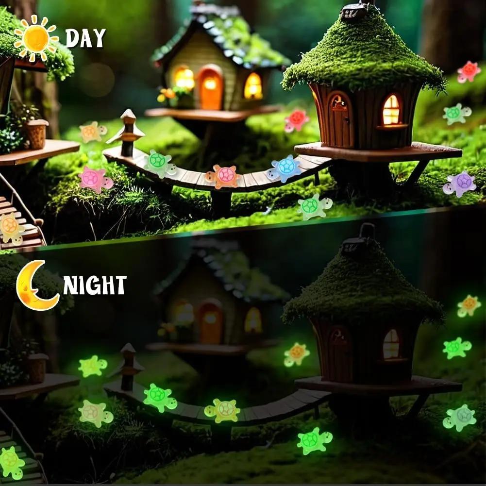 50-200Pcs Glow In The Dark Resin Turtle Figurines . Cute Miniatures For Fairy Garden, Micro Landscape, Dollhouse Decor Crafts
