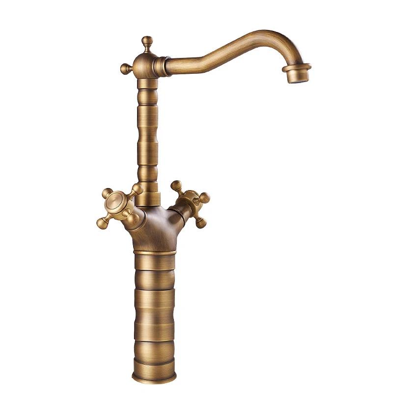 Золотой смеситель для раковины, смеситель для ванной комнаты, устанавливаемый на столешницу, с двумя ручками, черный смеситель для раковины, антикварный кухонный смеситель, хром