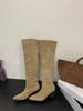 Coarse heel French pointed toe over the knee boots women's boots autumn new high pile boots