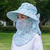 Summer Sun Hat with Wide Brim Dot Print Breathable Holes Neck Protection Outdoor Travel Cycling Hat
