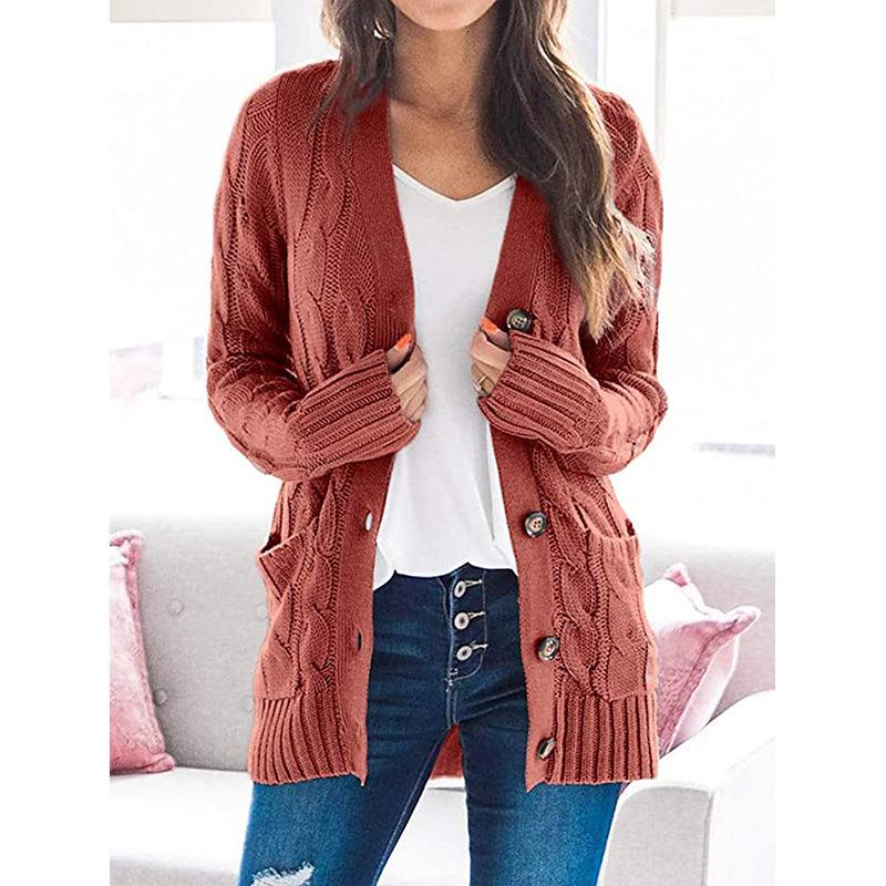 Autumn/Winter 2025 Women's V-neck Long Sleeve Knitted Cardigan Sweater - European and American Style.
