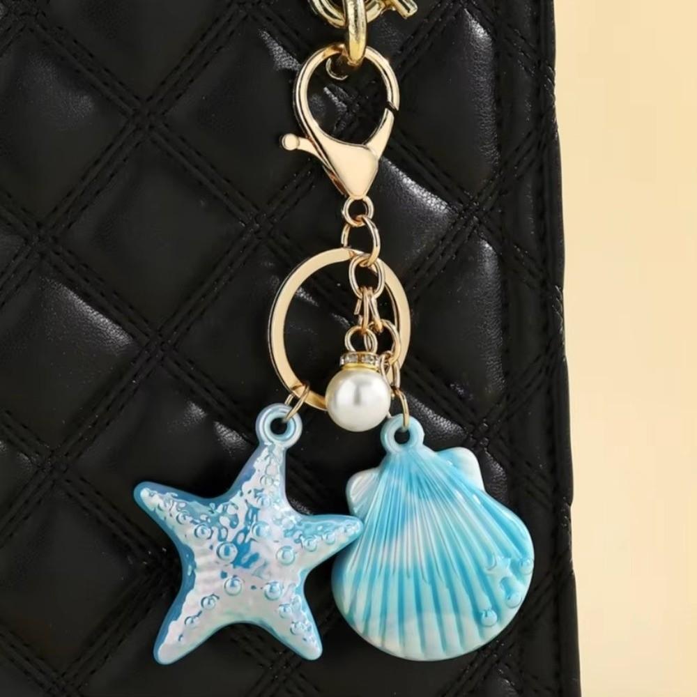 Colorful Shell Key Ring Marine Creature Shell Pendant Shell Keychain DIY Jewelry Gifts
