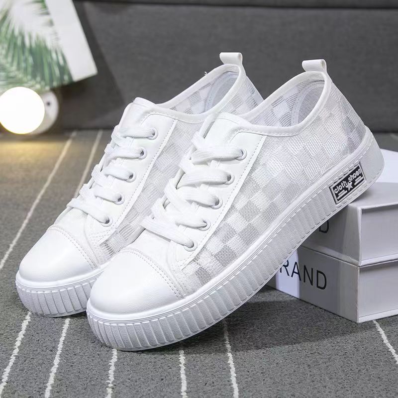 Новые летние туфли с сеткой, женские парусиновые туфли с дышащей сеткой, женская модная универсальная студенческая обувь, кроссовки в корейском стиле с мягкой подошвой