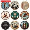 1pc 2d Flat Vintage Fun Poster Art Round Wooden Logo - 20cm, Rustic Style Wall Decoration, Suitable for Home Bathroom Bar Cafe Garage Decoration
