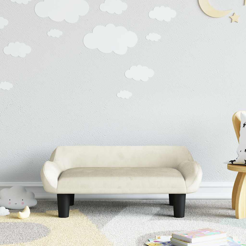Kids Sofa Cream 70 x 40 x 24 cm Velvet