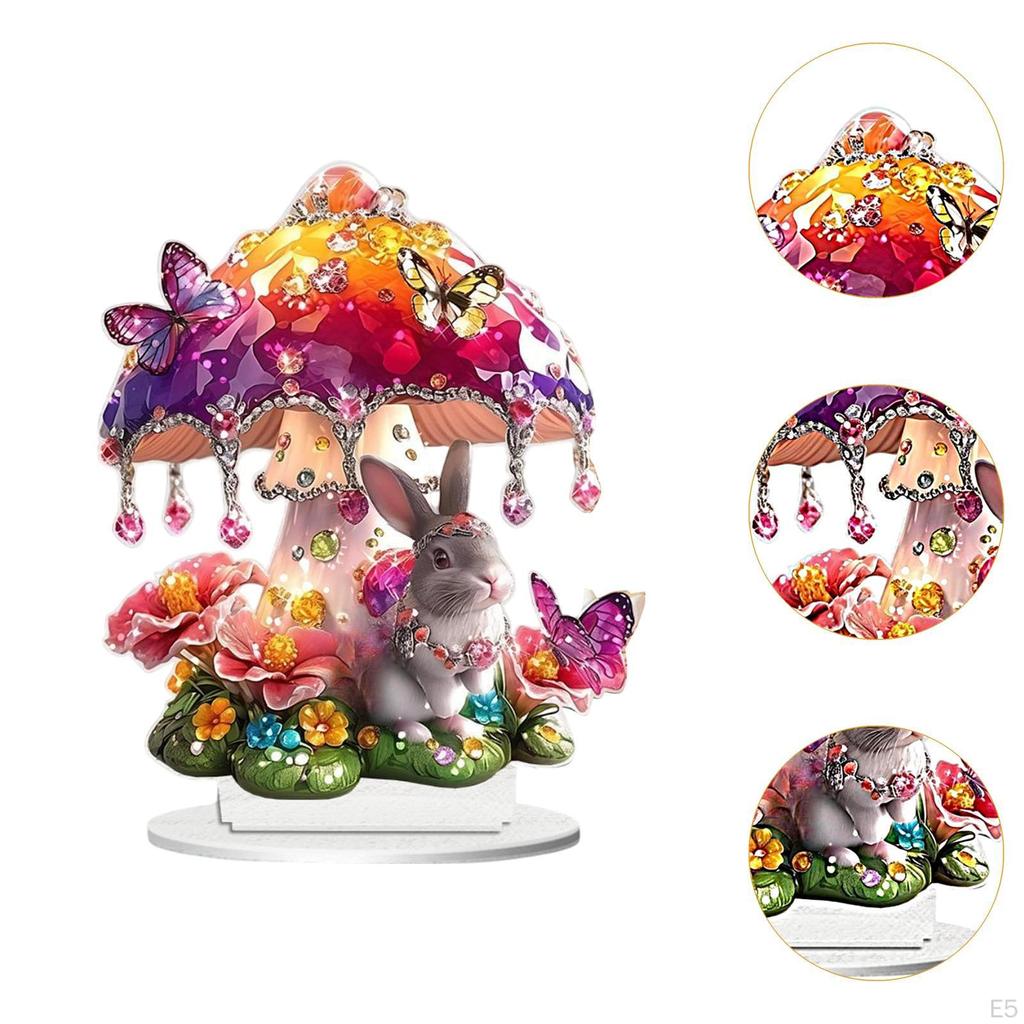 2D Bunny Ornament Acrylic Rabbit Design for Festive Tabletop Display