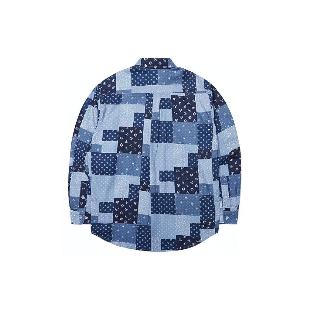 New Era SS24 MLB Нью-Йорк Янкис Серия Skate Color Block Простая вышитая рубашка с длинным рукавом Унисекс рубашки Джинсово-синий 14187390