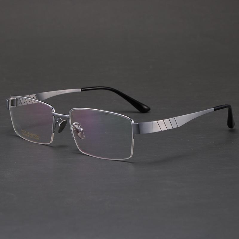 Extra Wide Semi-Rimless Men's Glasses for Myopia & Astigmatism, Large Face Fit, Pure Titanium Frame