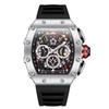 New Red Multi-function Fashion Waterproof Quartz Men's Watch Top Brand Luxury Silicone Tape Sports Chronograph Watch