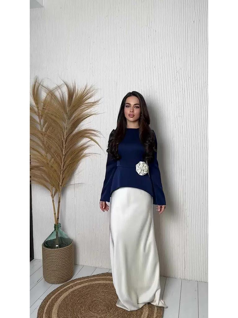 Элегантное женское шелковое летнее платье с длинным рукавом 2025