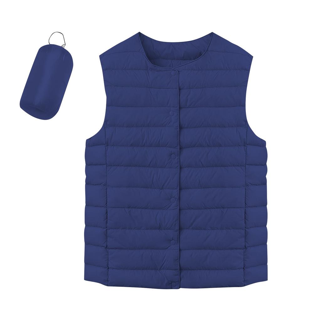 Женская легкая пуховая куртка, однотонная, жилет с карманами