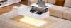 High-Gloss Lift Tea Table, LED Coffee Table 100x50x45 cm, Half-Liftable Tabletop with Sideways Sliding Design, Hydraulic Lift and Storage Space