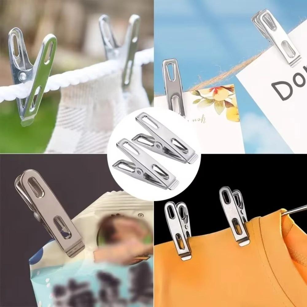 20 шт. Ветрозащитные прищепки для одежды Металлические зажимы-биндеры из нержавеющей стали Бытовые зажимы для документов Кухня