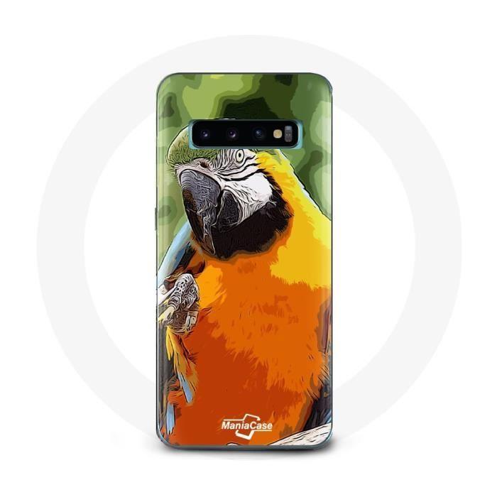Чехол для Samsung Galaxy S10 Edge Ара Попугай Оранжевый зеленый