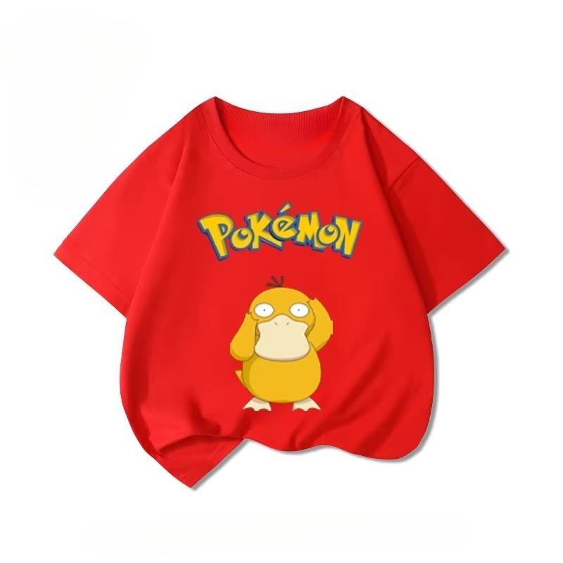 Potdemiel Summer New Pikachu Print Children's T-Shirt, Boys and Girls, Comfortable and Breathable Children's T-Shirt
