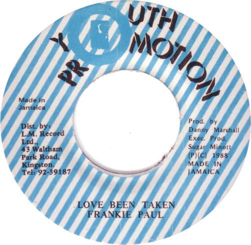 7-дюймовая пластинка FRANKIE PAUL Love Been Taken NONE Youth Promotion 1988 Ямайка Регги Ска Даб Б/у