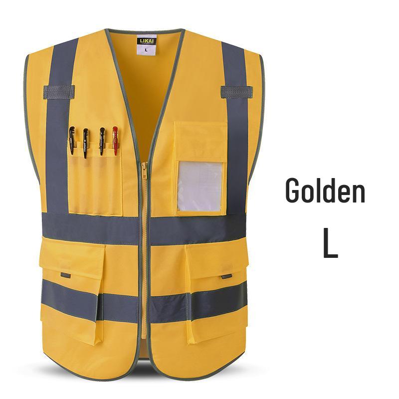 LIKAI Reflective Safety Vest - High-Visibility Construction Traffic Gear, Customizable Fluorescent Workwear.