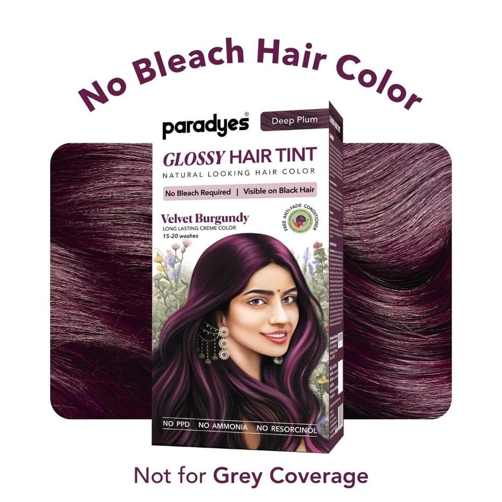 Paradyes Glossy Hair Tint, Velvet Burgundy Color 160gm