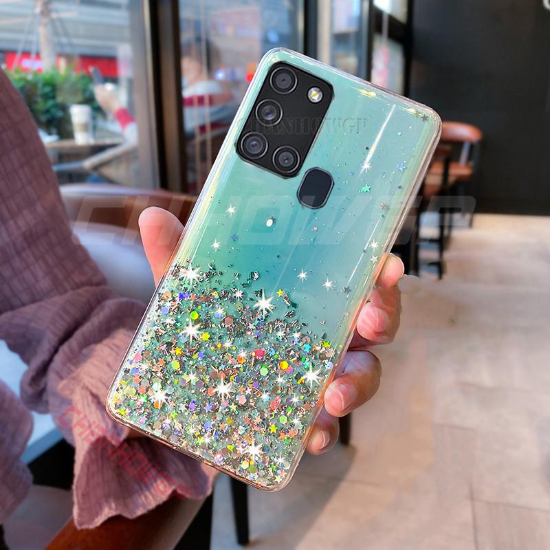 Чехол для Samsung A21S, модные блестящие чехлы для телефонов для Samsung Galaxy A21S, чехол 6,5 дюйма A 21S A21 S, прозрачный мягкий силиконовый чехол из ТПУ