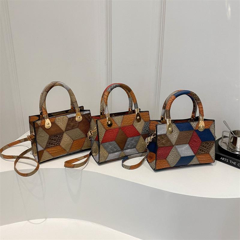 New Women's Design Sense Small Square Bag Fashion Trend High Quality Single Shoulder Crossbody Bag Patchwrok Handbag KTY