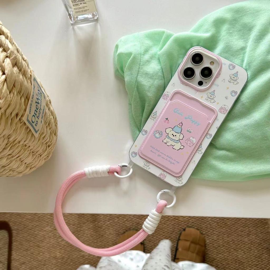 Визитница Happy Puppy совместима с защитным чехлом для iPhone 16 Pro Max 14 и мультяшным чехлом для телефона iPhone 15