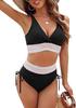 High Waist Split Bikini Women's Deep V Triangle Cup Webbing Side Drawstring Vacation Swimsuit Women's Tight Body