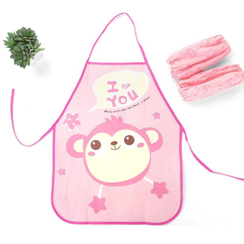 1 комплект детский фартук рукав мультфильм животное слон искусство живопись кулинария одежда для маленьких мальчиков и девочек милый водонепроницаемый фартук рукав