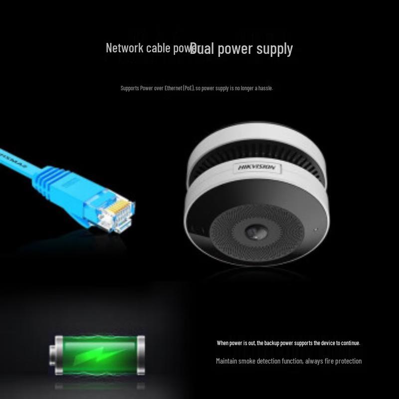 Hikvision 4-мегапиксельная панорамная камера «рыбий глаз» 360° с обнаружением дыма, штекер CN (адаптер в комплекте)