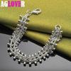 925 Sterling Silver Double Row Bead Chain Bracelet Jewelry