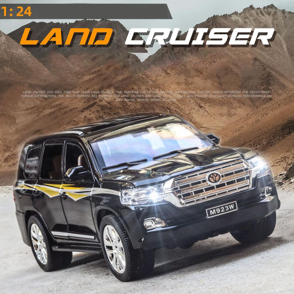 1/24 масштаб Land Cruiser, литая под давлением модель автомобиля, игрушечный автомобиль с откатным механизмом, звуком и светом для детей, коллекция подарков для мальчиков и девочек