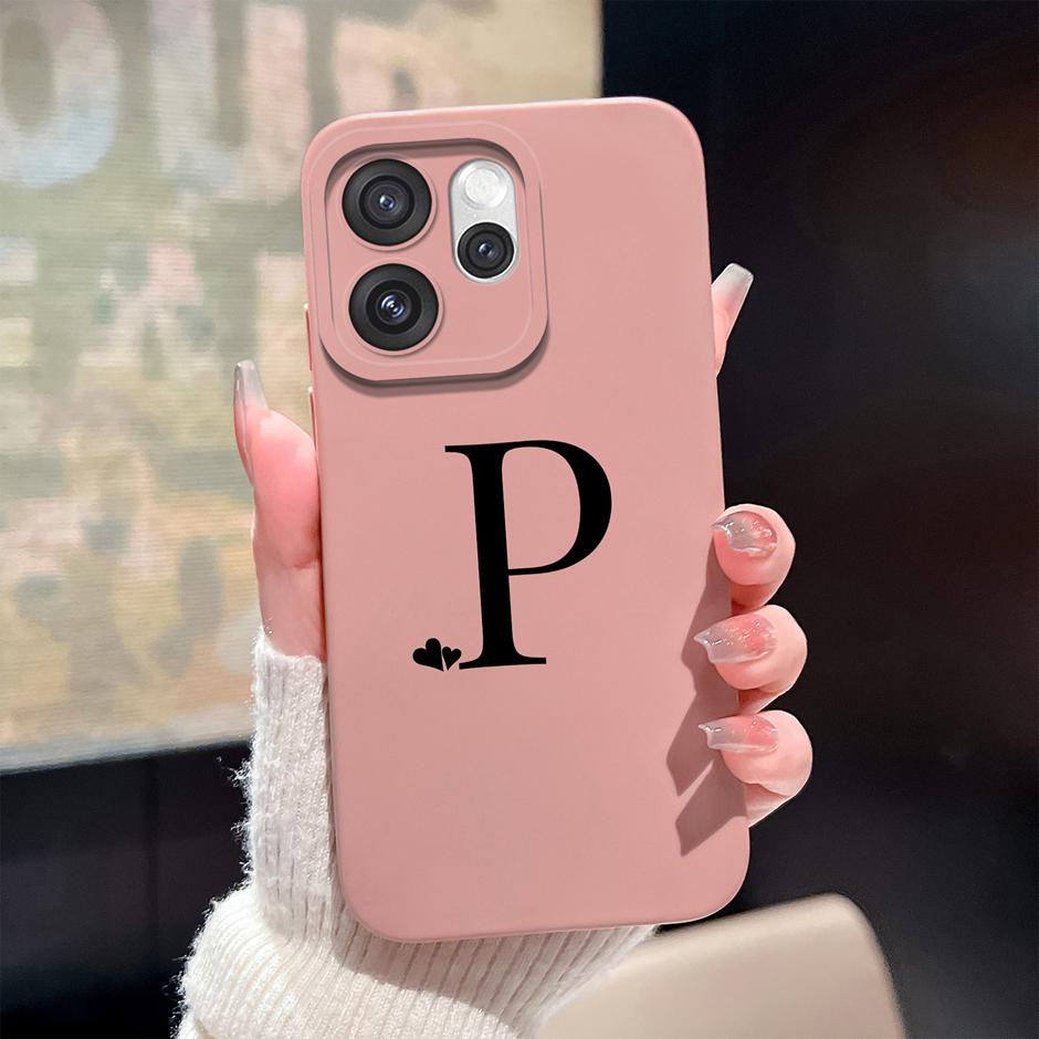 Для Oppo Reno15 F Pro Чехол Простота Сердце 26 Букв Ударопрочный Мягкий Жидкий Силикон Чехол Для OppoReno15 15Pro Reno15F Fundas