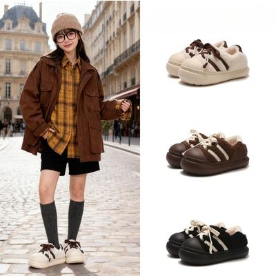 Носите повседневную и универсальную хлопковую обувь, женскую обувь, утолщенные кеды и удобные пушистые туфли-хлебушки для верхней одежды