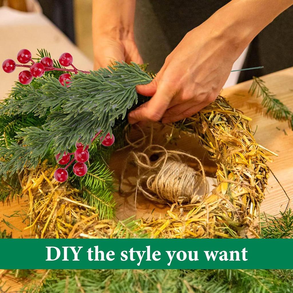 Artificial Pine, Cypress & Red Berry Christmas Table Decoration