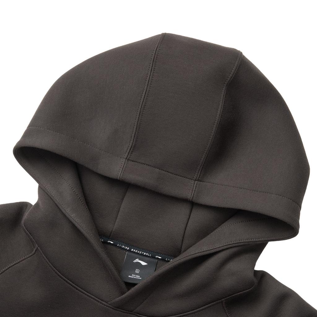 Li Ning Basketball Series Sports Casual Solid Color Simple Hoodie Men Hoodies Black Chocolate AWDV229-3