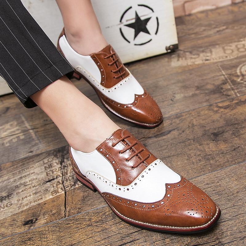 Fashion 8-48 Red Soled Formal Shoes Men Black Brown Patchwork European and American Wedding Fashion Block Leather Shoes Men Shoes