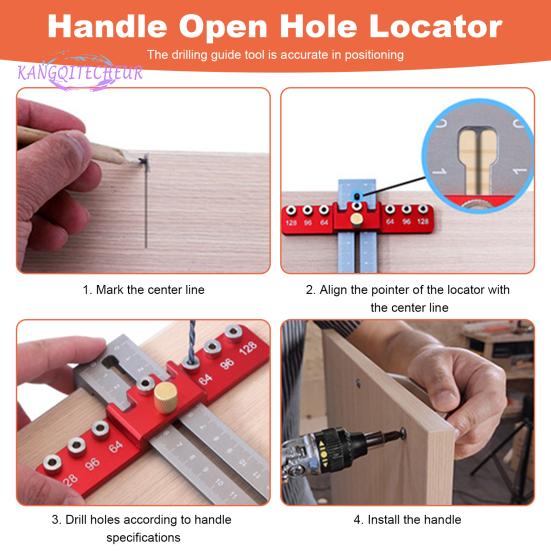 1 комплект приспособления для фурнитуры шкафа со шкалой, компактный размер, точное приспособление для ручки дверного ящика, регулируемый шаблон для сверления, направляющий инструмент
