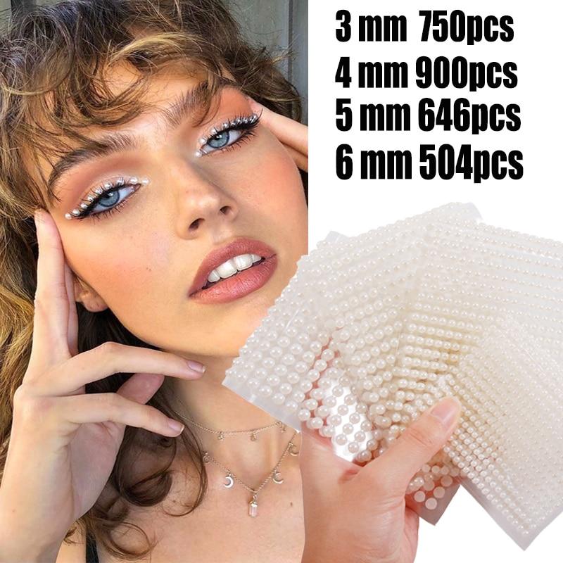 3 мм/4 мм/5 мм/6 мм 3D жемчужные украшения для лица, наклейки для теней для век, самоклеящиеся наклейки для лица, тела, бровей, алмазные наклейки для ногтей, украшение из бисера