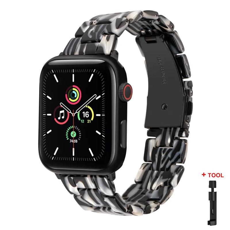 Ремешок из смолы для браслета Apple Watch 44 мм 40 мм 45 мм 41 мм 38 мм 42 мм браслет Correa iWatch серии 3 4 5 6 se 7 сменный ремешок для часов