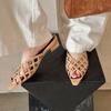 Мода 2025 Лето Женские Сандалии из Натуральной Кожи Брендовые Узкие Сандалии-Слингбэки с Открытым Носком и Низким Каблуком Женские Сандалии Шлепанцы Женские