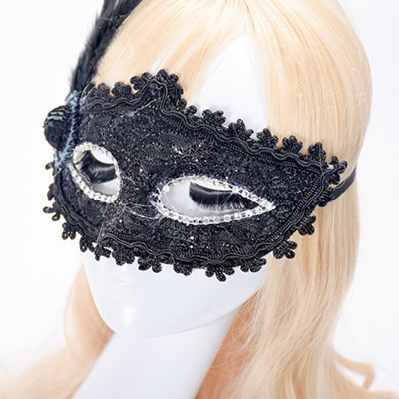 Masquerade Mask Wedding Carnival Party Performance Costumes Sex Lady Lace Mask Venice Feather Sexy Halloween Mask Gift