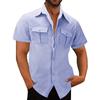 Men's Casual Blouse Cotton Linen Shirt Loose Tops Short Sleeve Tee Shirt Summer Autumn Handsome Men's Shirts