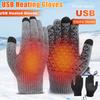 USB-перчатки с подогревом, сенсорные, зимние, для сноуборда, вязаные, грелка для рук, для бэкпэкинга, езды, кемпинга