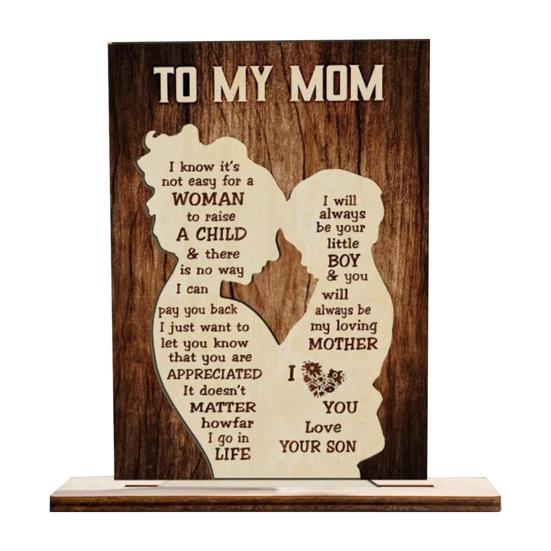 Деревянное украшение на День матери, подарок маме от дочери/сына, украшение стола, стоящая табличка, подарок на день рождения с благодарностью маме