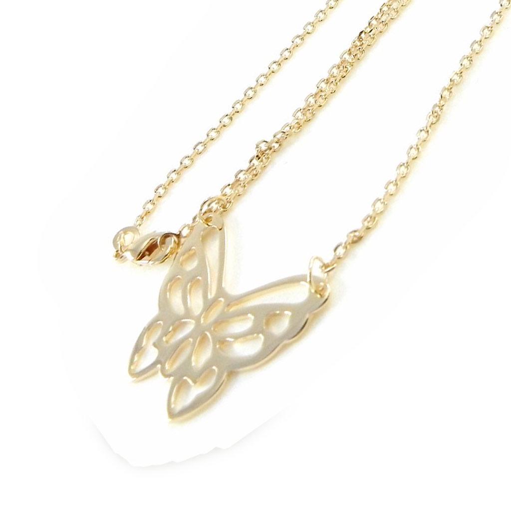 Les Trésors De Lily [E9036] - Gold-Plated 'Butterfly Filigree' Necklace - 25x20 Mm